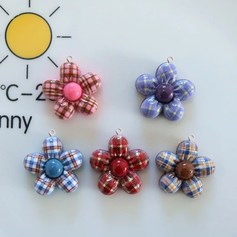 Resin Art Flower - 10Pcs Sweet Flower Planar Resin Pendant