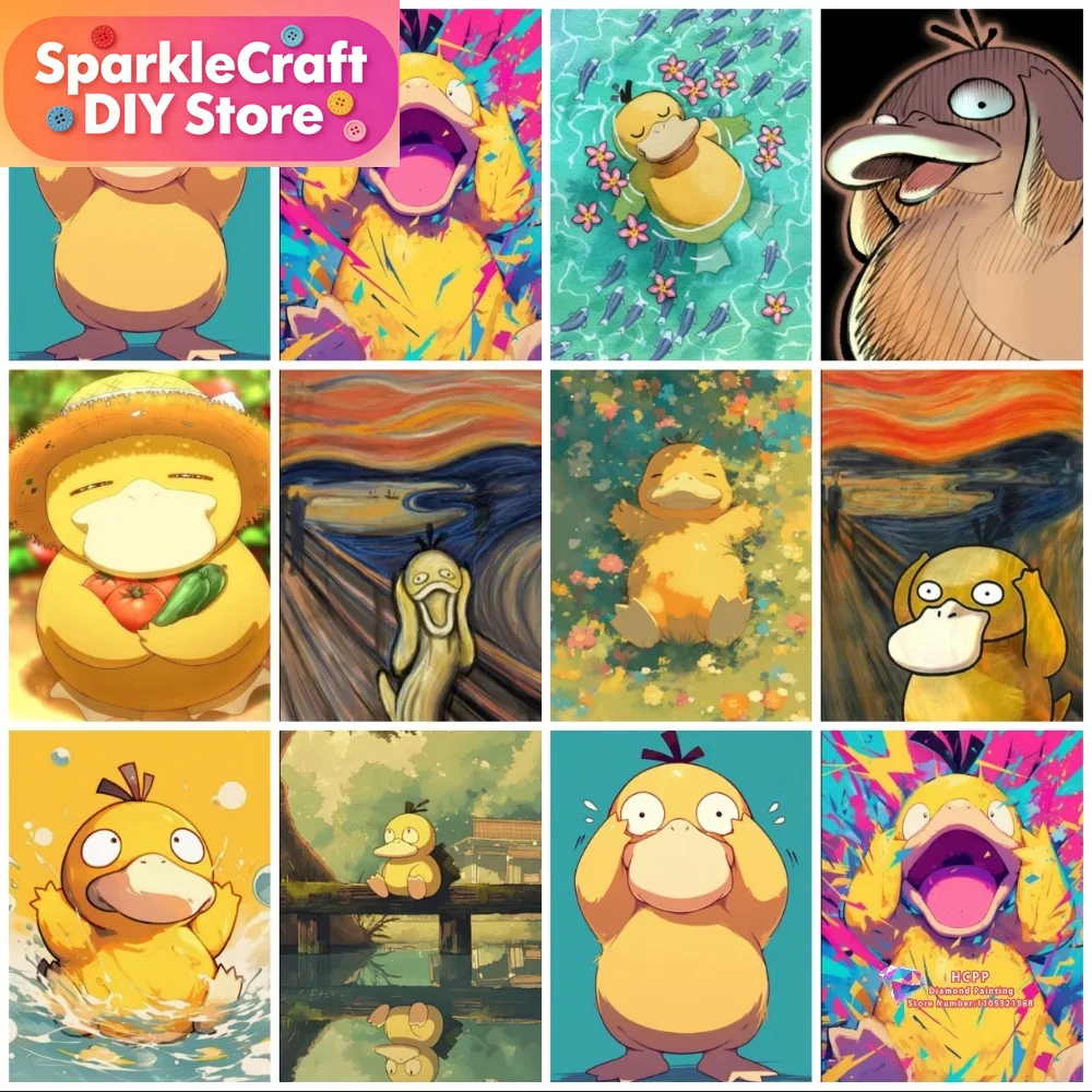 Resin Art On Wall - 1pc frameless Psyduck Cartoon 5D Diamond