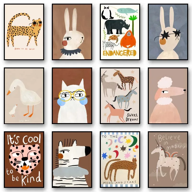 Resin Art On Wall - Funny Cute Animal Rabbit horse panda