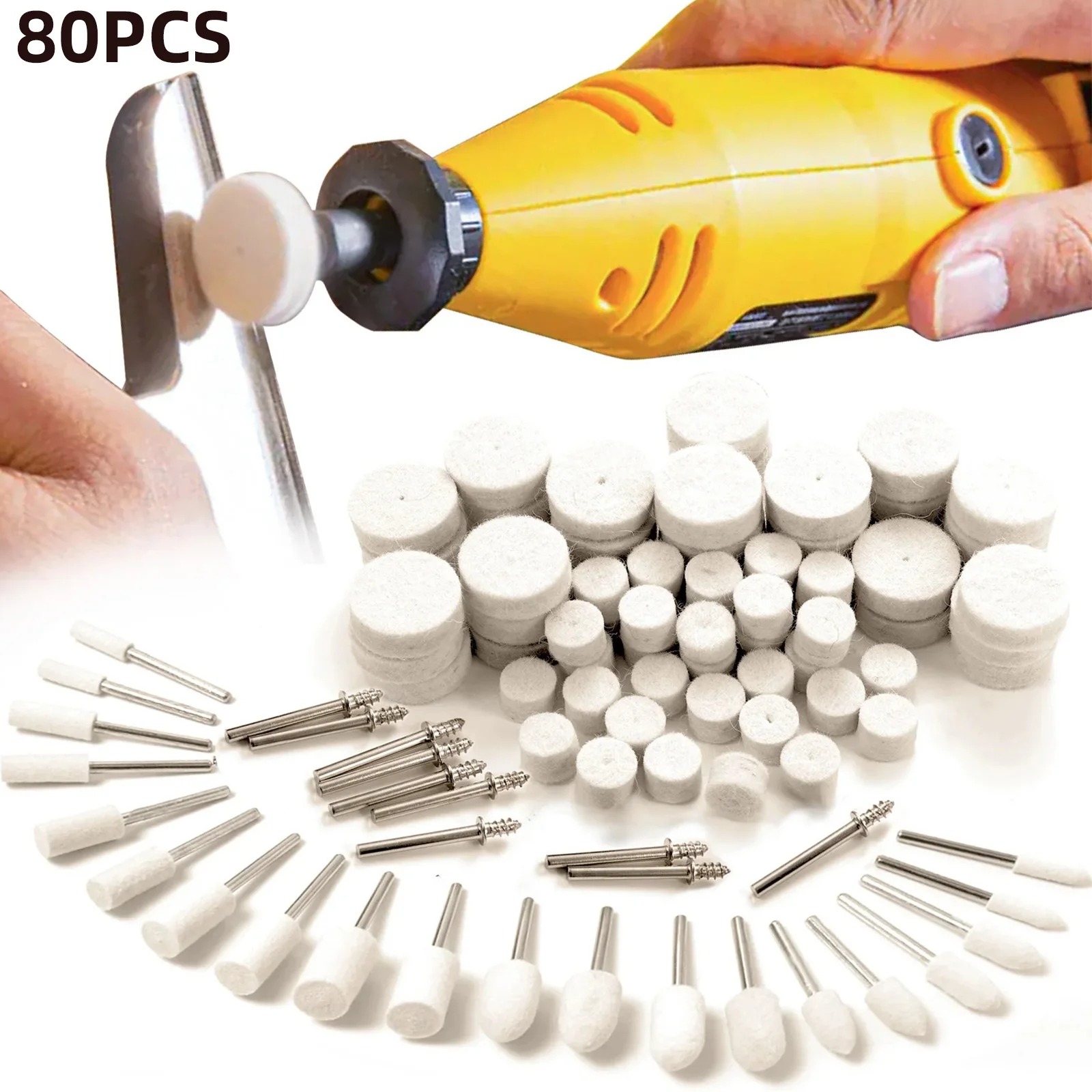 Resin Art Store - 80PCS Wool Felt Buffing Wheel Kit,