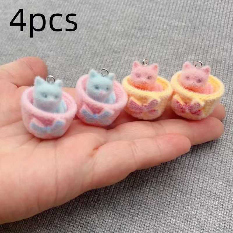 4pcs 3D plush resin cat pendan - đánh giá và giá Resin Art Store