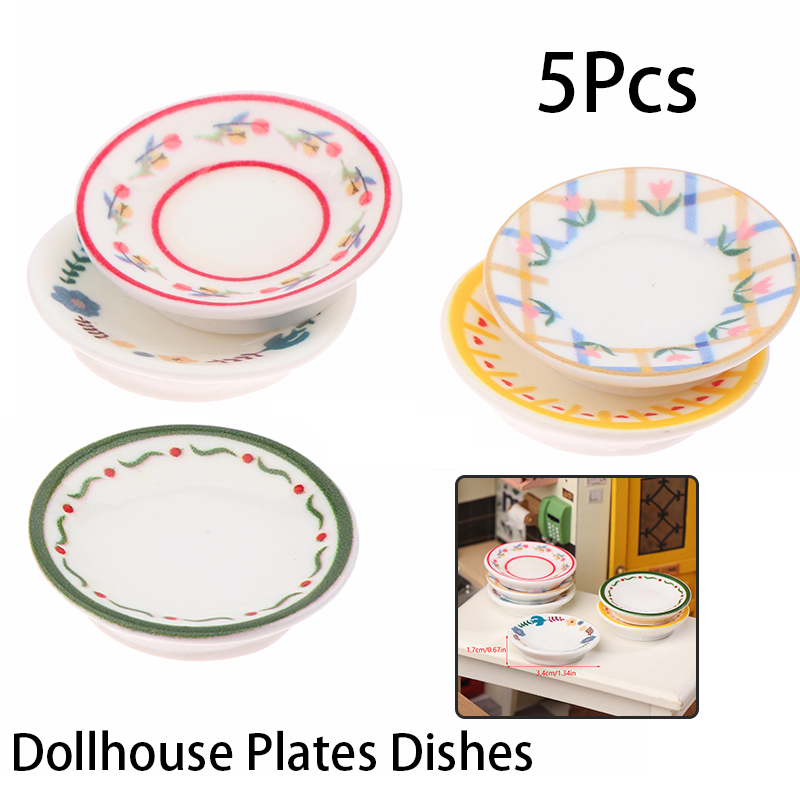 5Pcs 1/12 Dollhouse Mini Plate - đánh giá và giá Resin Art Toys