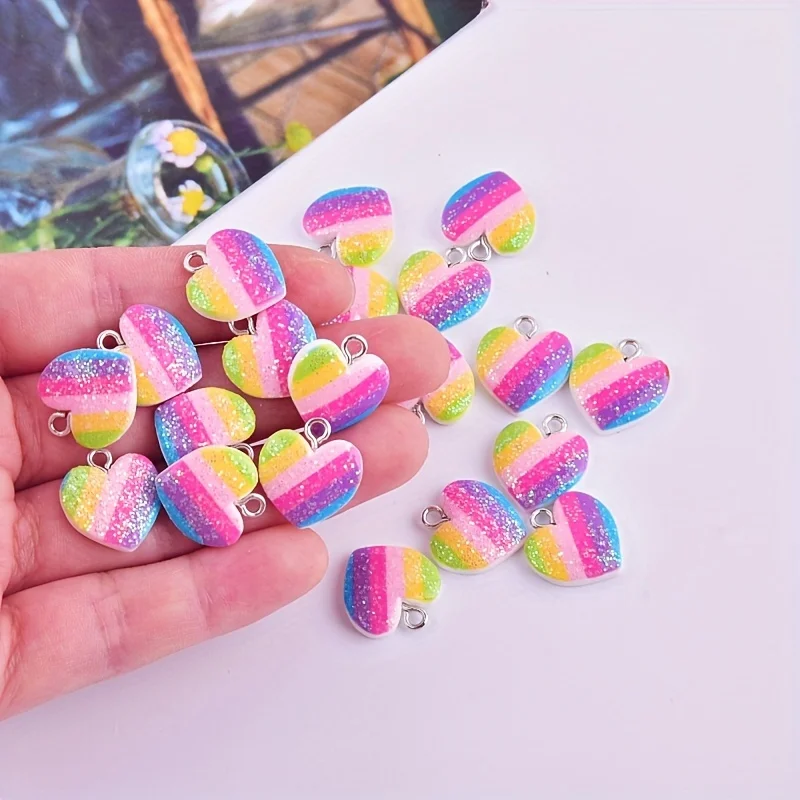 10Pcs Colorful Heart Resin Cha - đánh giá và giá Resin Art Heart
