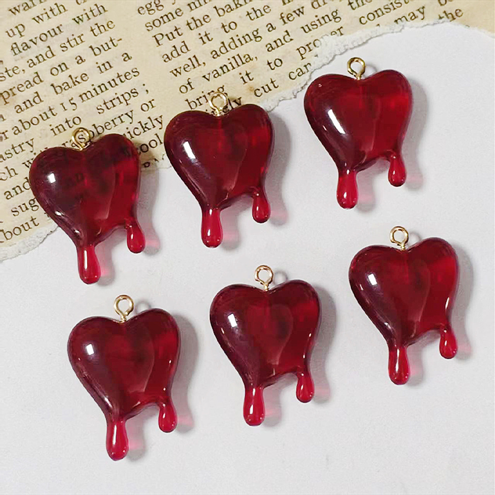 10pcs Drop Blood Heart-shaped  - đánh giá và giá Resin Art Heart