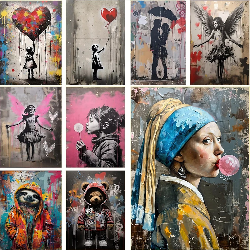 Banksy Graffiti Boy Girl with  - đánh giá và giá Resin Art On Wall