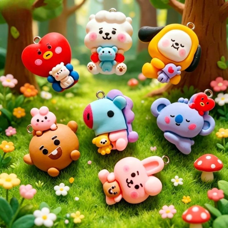 7pcs BT21 Resin Cartoon Charm  - đánh giá và giá Resin Art Store