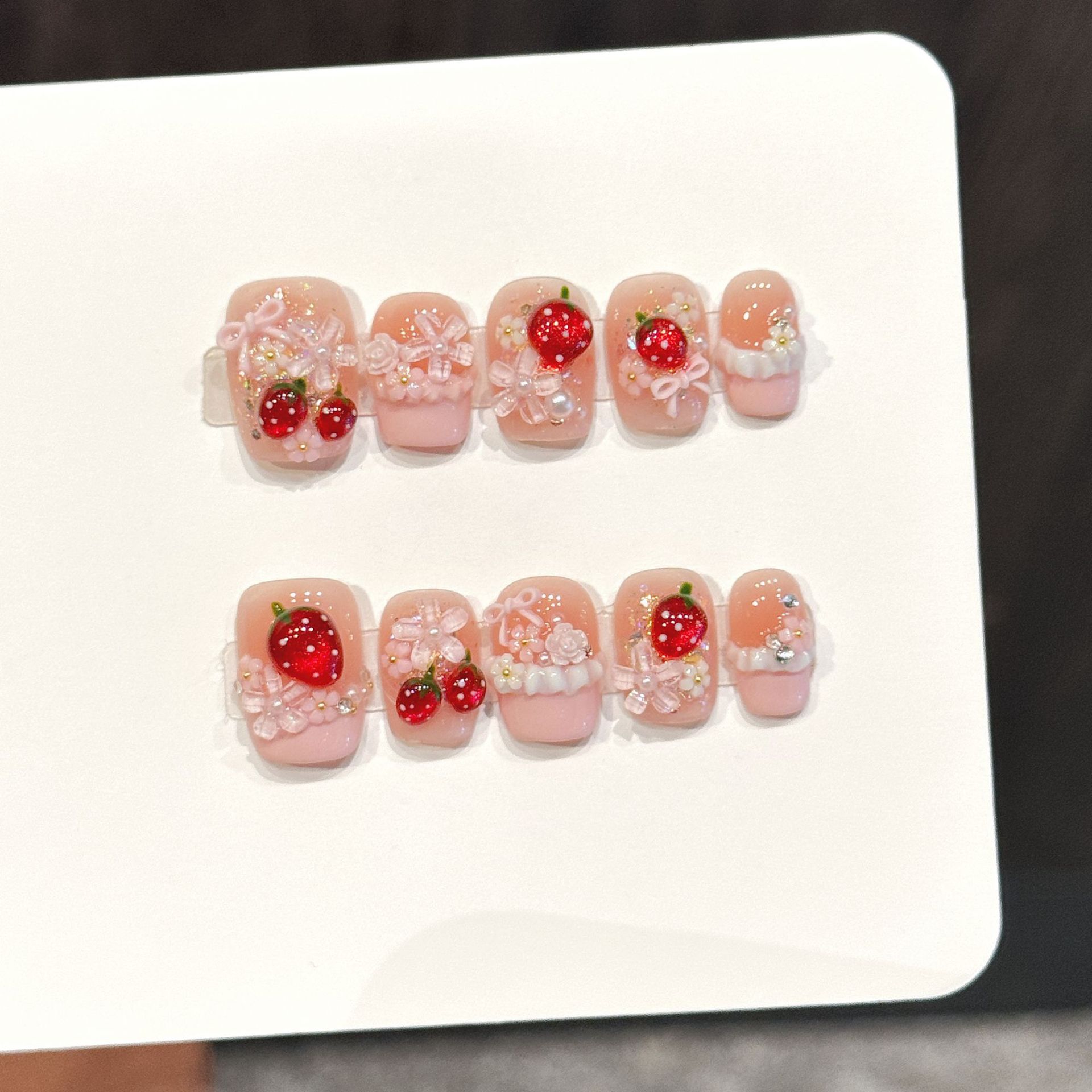 10pcs Cute Red Strawberry Pres - đánh giá và giá Resin Art Flower