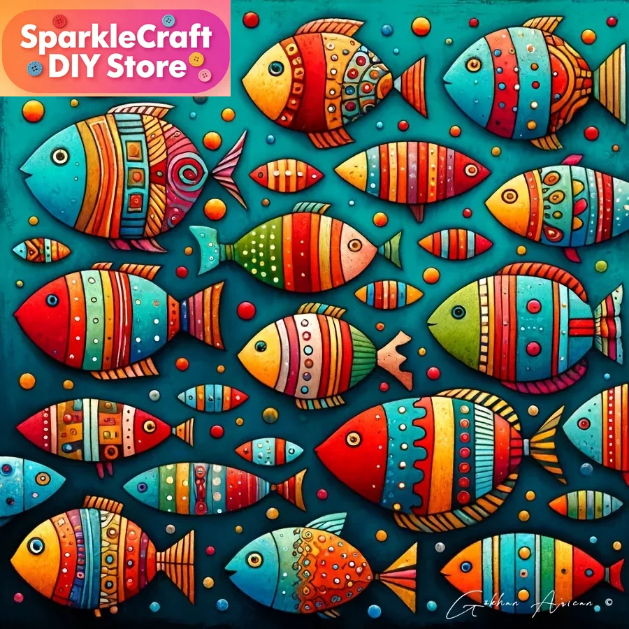 Colorful Whimsical Fish School - đánh giá và giá Resin Art Wall Decor